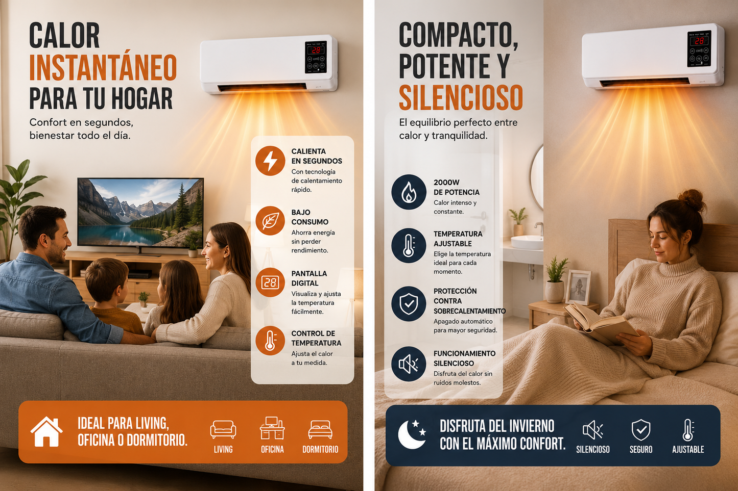 Calefactor Para Pared Silencioso 220v