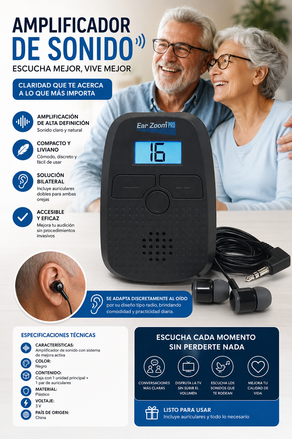 Ear Zoom Pro Amplificador de Sonido