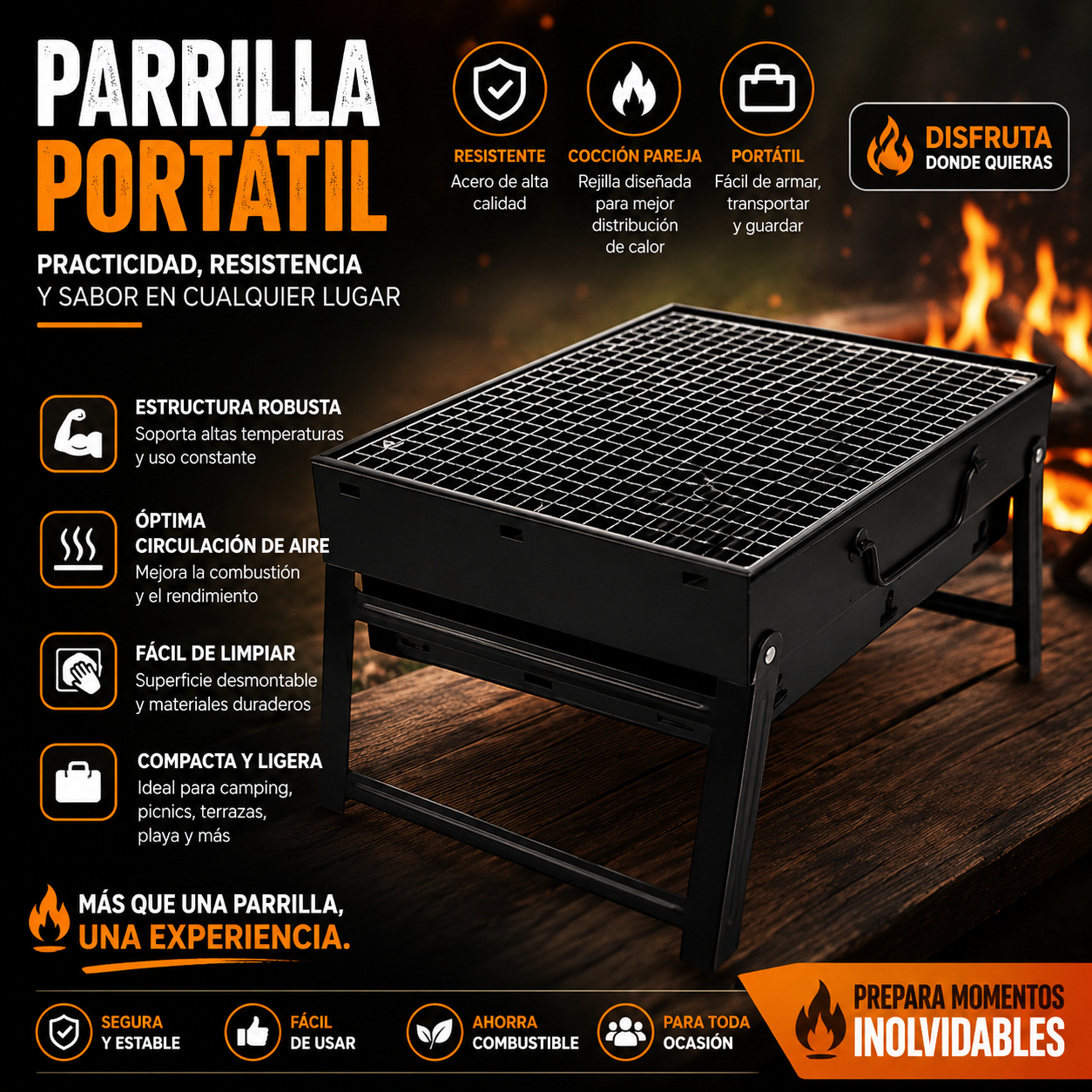 Parrilla plegable