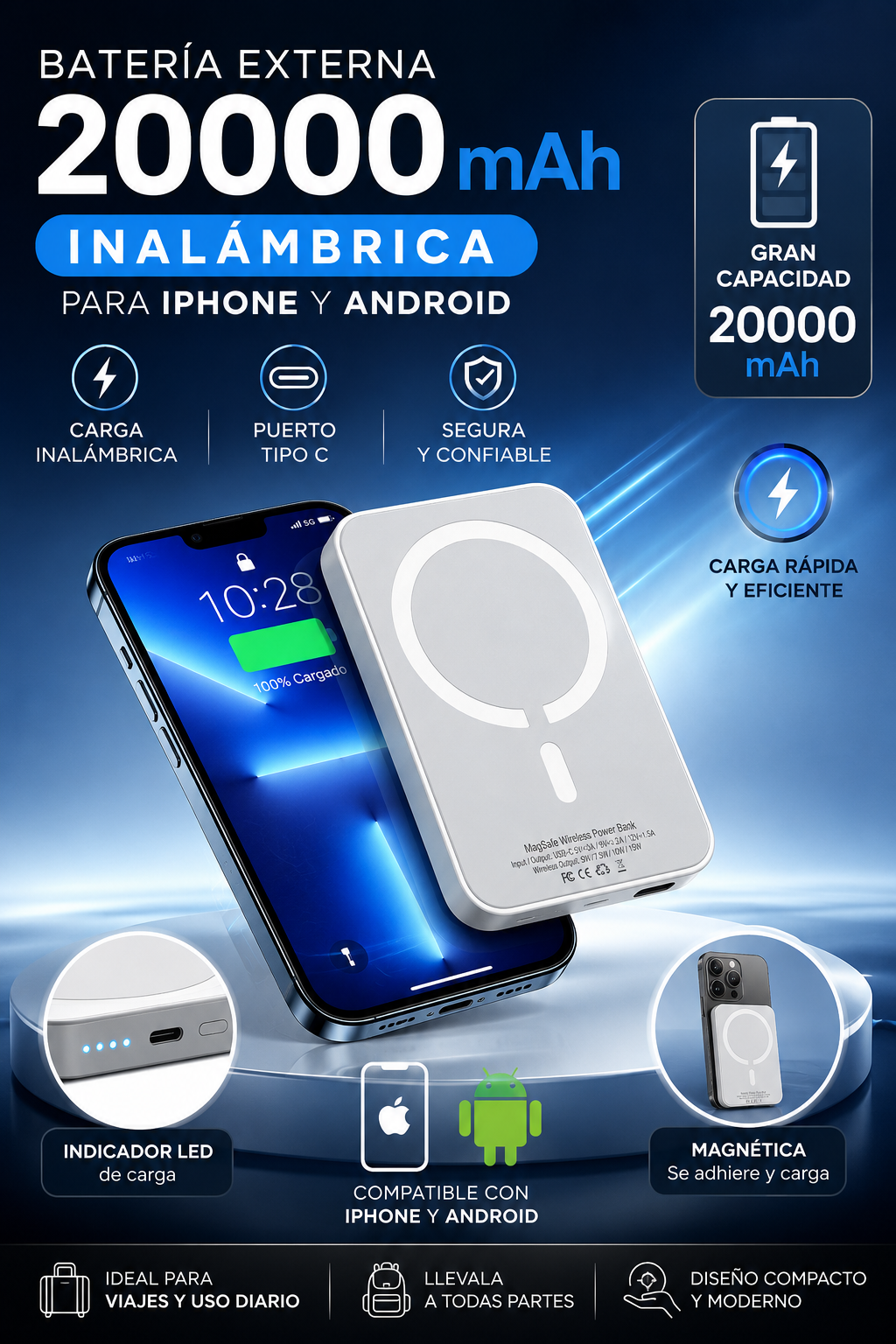 Bateria Externa Portatil Magnética