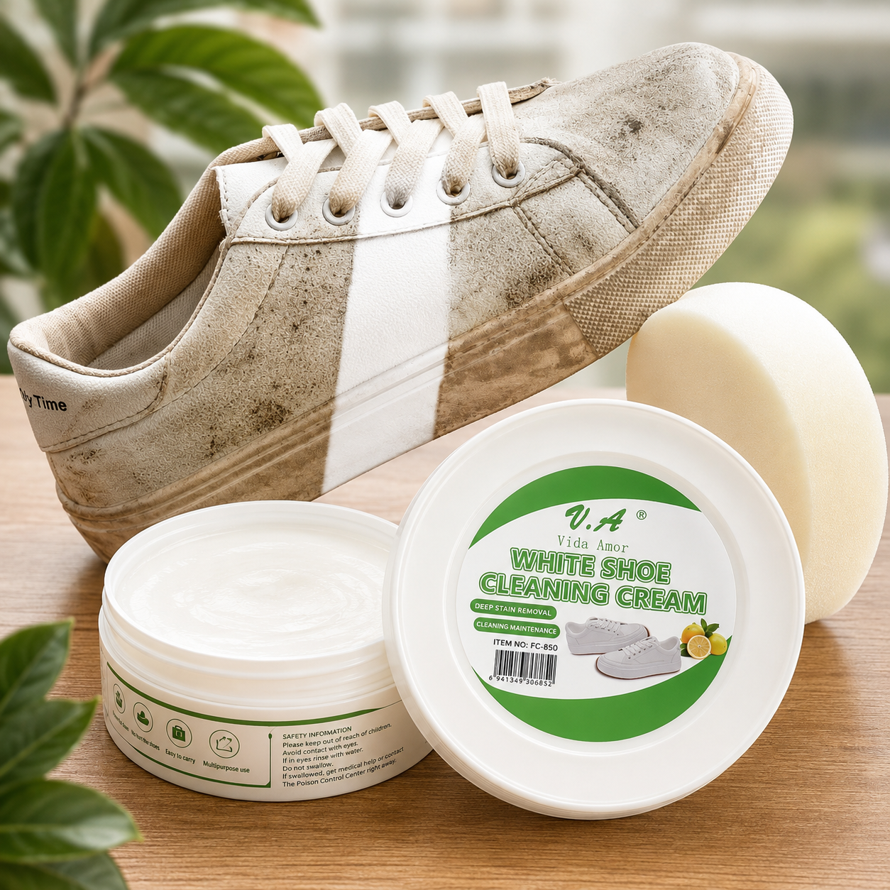 Crema limpiadora para zapatos blancos