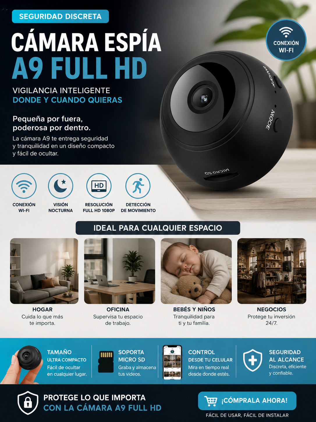 Mini Camara Espía Full HD Visión Nocturna