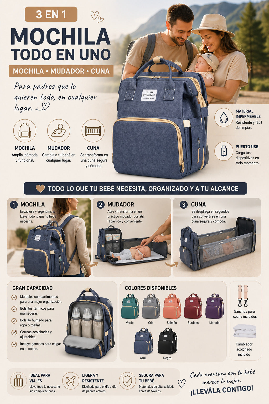 Mochila Mudador 3 en 1