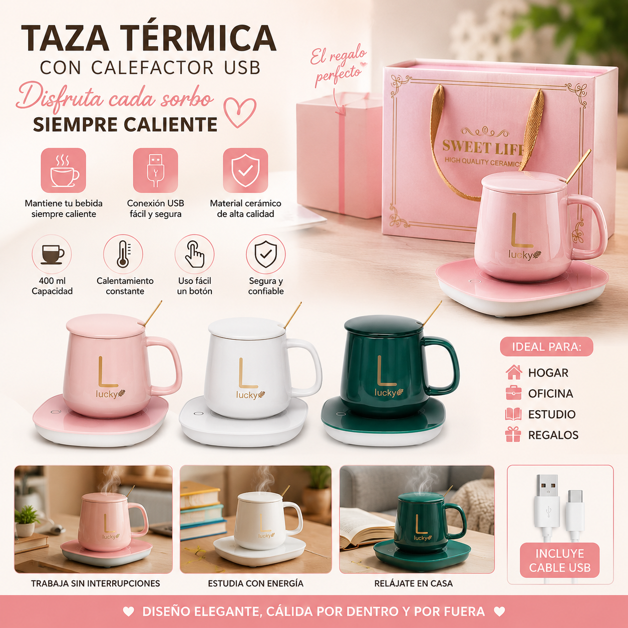 Taza De Ceramica Termica USB