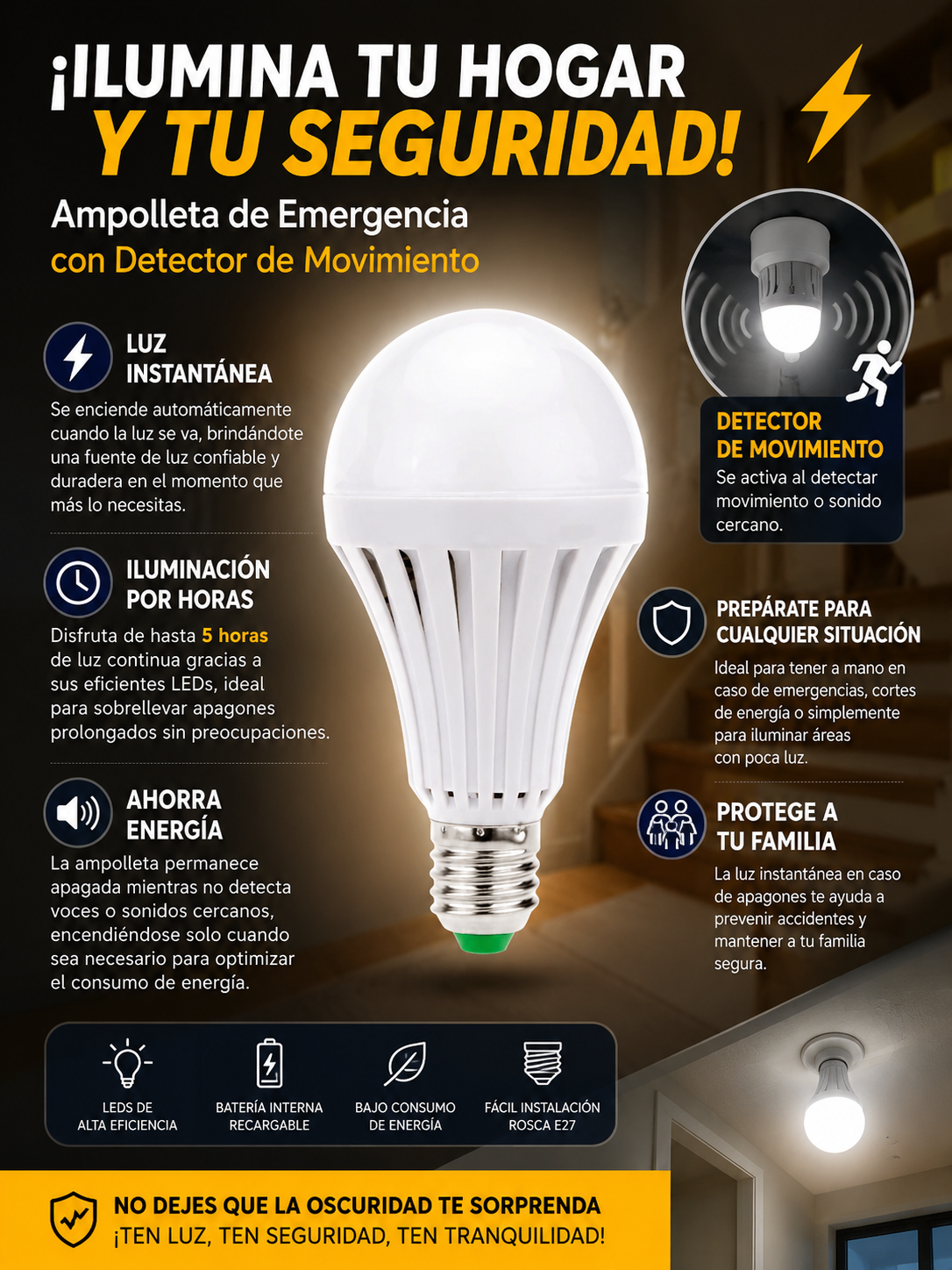 PACK 2 Ampolletas EMERGENCIA LUZ FRIA